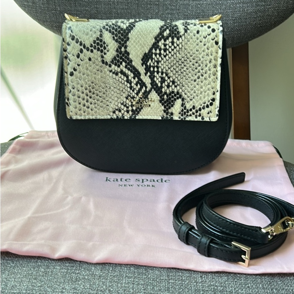 Kate Spade Black and Snake Print Crossbody Bag